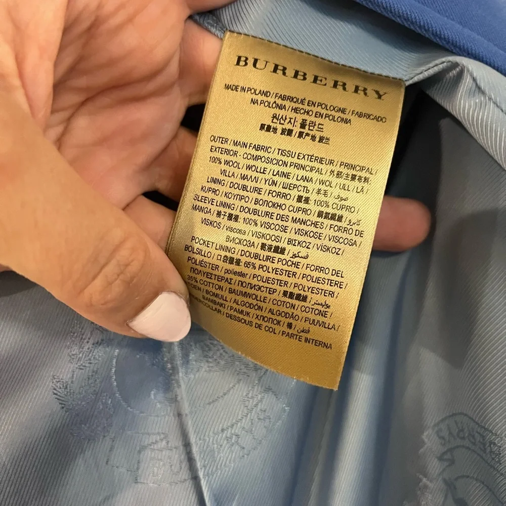 BURBERRY | Royal Blue Double-Breasted Coat “sandringham” mid length - Picture 14 of 15
